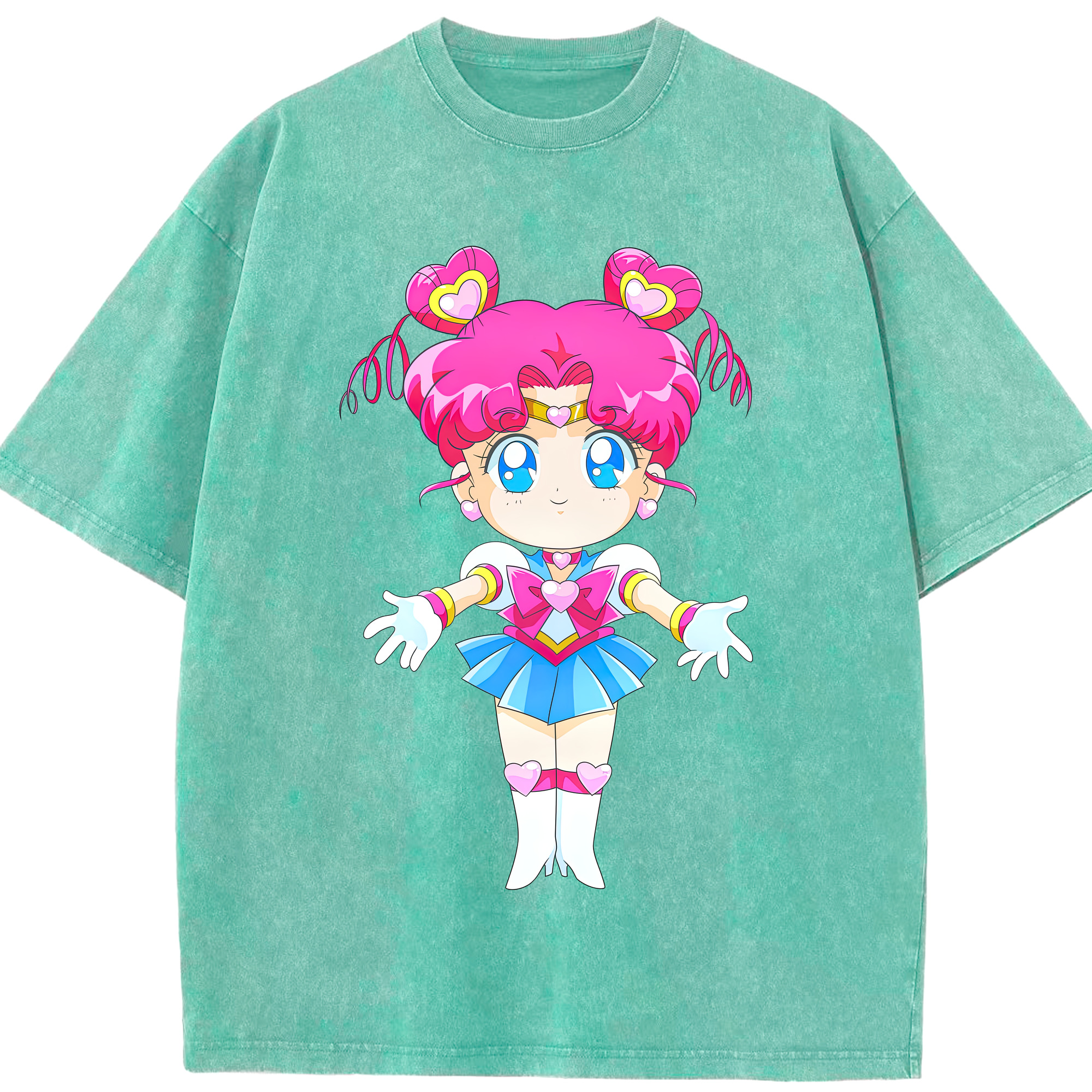 （画像用） 美少女戦士セーラームーン ちびうさ Sailor Moon Chibiusa Tsukino Usagi Small Lady Serenity 綿100% ヴィンテージ風 半袖Tシャツ（フロントプリント）